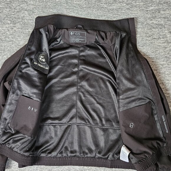 FIGS Sydney Scrubs Jacket Black Womens Small Full Zip Medical Nurse Alchemy LOGO - Picture 3 of 15